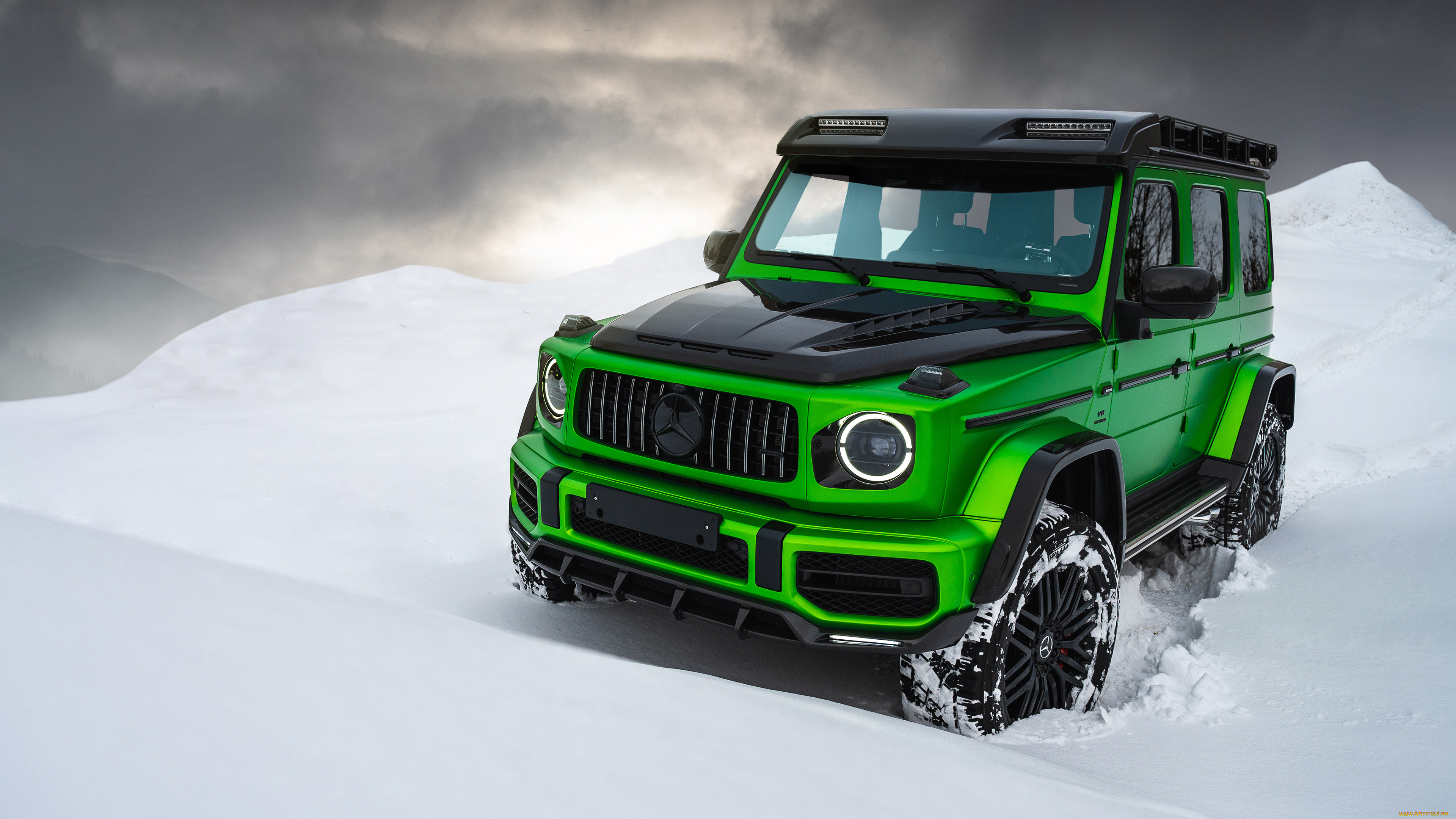 , mercedes-benz, amg, g-63, inferno, 4x4, suv, green, winter, , 